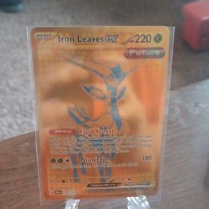 Pokemon Iron Leaves EX Card - Orange and Blue